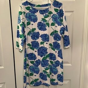 MAHI GOLD - Blue/ Green Hydrangea Print dress- X-Large